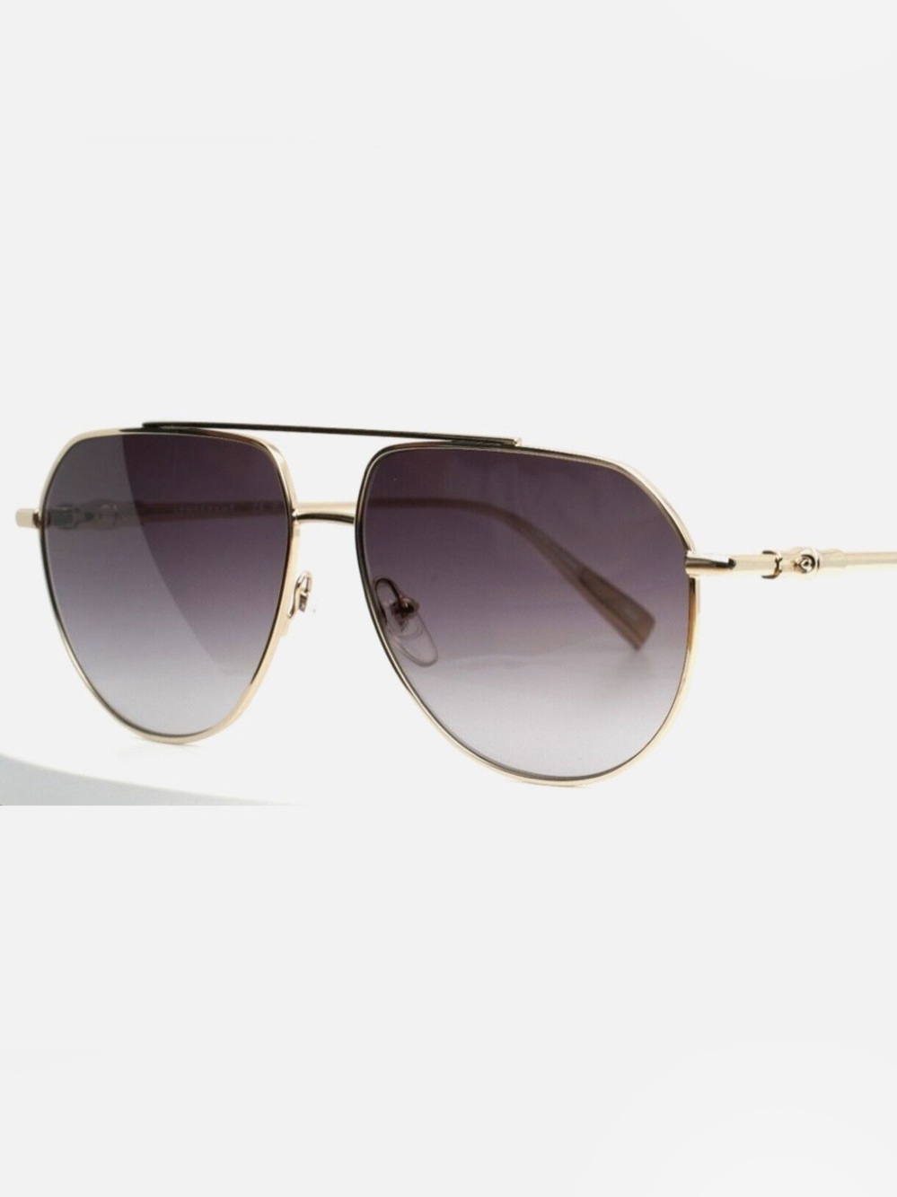 Longchamp LO174S Aviator Gold Frame Sunglasses with Smoke Gradient Lenses NWT
